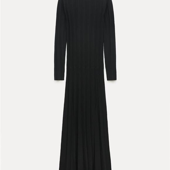 ZARA LONG PLEATED KNIT DRESS - Picture 10 of 12